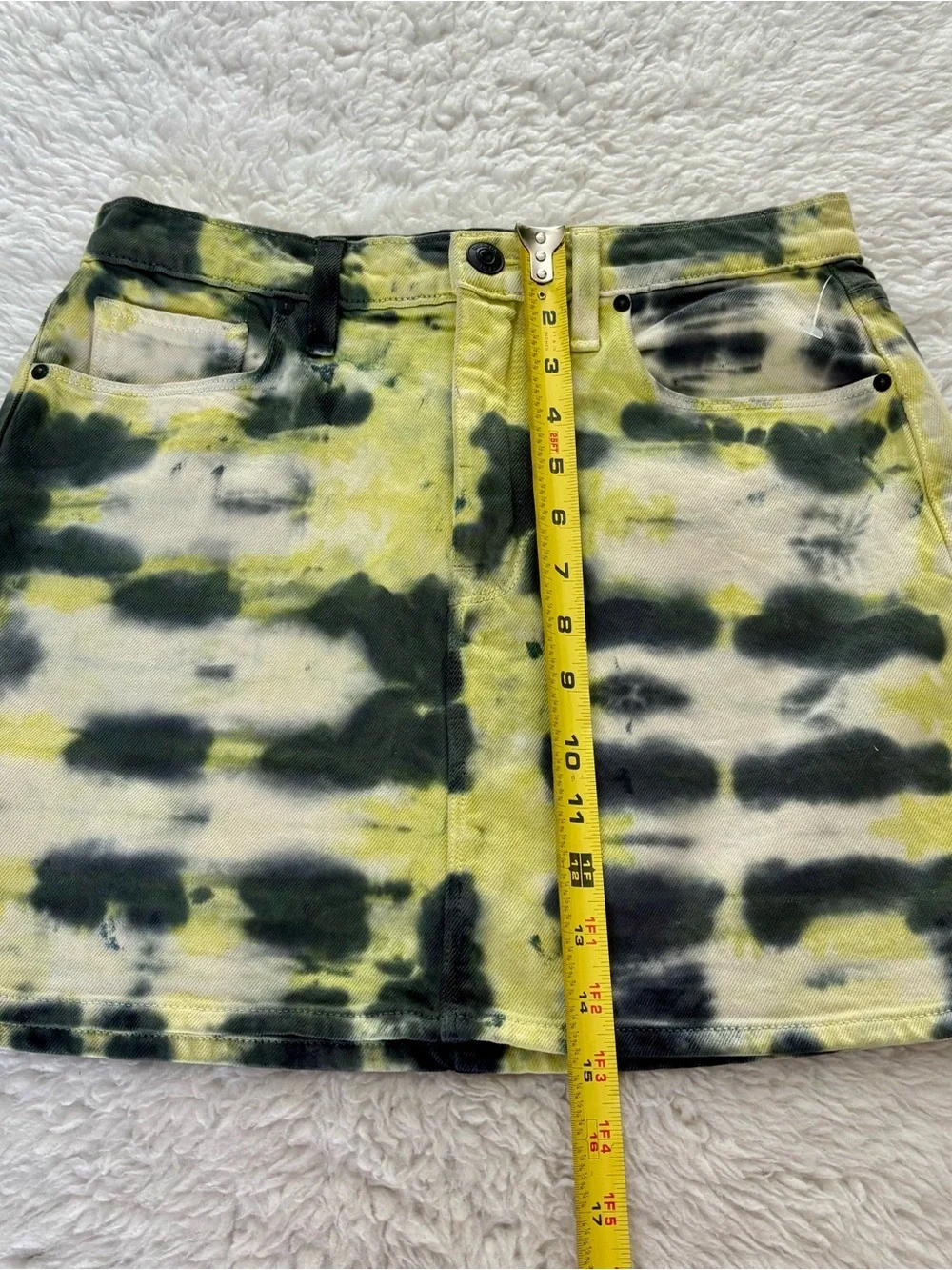 Hudson Jeans Yellow and Black Tie-Dye Mini Skirt size 28